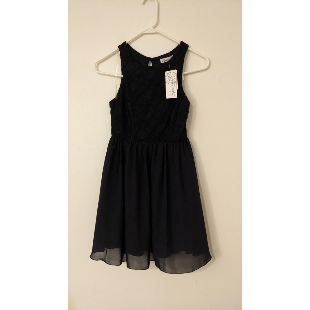 Y2K 90s Speechless Women's Juniors Navy Blue Lace Fit & Flare Dress Size 1 Y2K